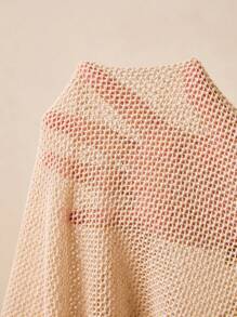 Poéselle A Two-Piece Beige Sweater Set With A Hollowed-Out Crochet Design,Cover Ups For Swimwear,Vacation Outfits Woman,Women Two Pieces Outfits For Daily Wear - Apricot - View 7