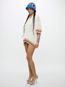 SUMWON WOMEN Coprispalle in maglia all'uncinetto con scollo a V oversize, copricostume estivo per spiaggia e piscina, abito in rete stile boho per vacanze, festival a Palm Springs