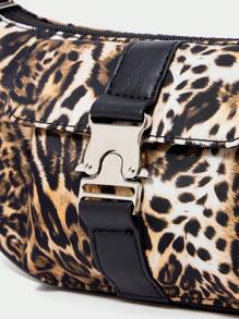 SHECARRY Bolso de hombro y bandolera de estilo callejero de moda de mujer con decoración de hebilla metálica y estampado de leopardo personalizado, estilo Y2K - Multicolor - Ver 6