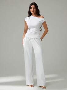 SHEIN Tall Women Two Pieces Outfits For Daily Wear - White - View 3