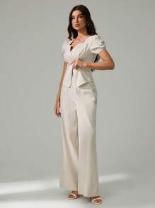 SHEIN Tall Women Two Pieces Outfits For Daily Wear - Apricot - View 7