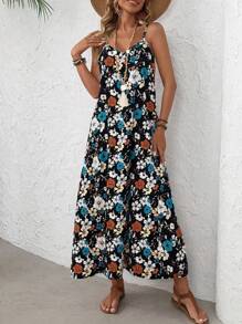 EMERY ROSE Women's Long Strap Dress, Fashionable For Summer - Black - View 5