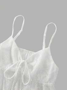 SHEIN MOD Lace Asymmetrical Hem Charming White Top With Front Tie, Beach, Bohemia, Fairycore, Sexy, Lace, Going Out, Sheer, Tea Party, Vacation Top