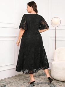 Modelyn Vestido de moda negro minimalista de estilo árabe para mujer de talla grande, adecuado para el verano - Negro - Ver 2