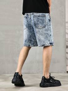 Manfinity Homme Men's Casual Washed Ripped Denim Shorts