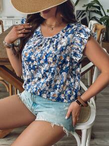 SHEIN VCAY Plus Size Short Sleeve Round Neck Fashionable Summer Shirt - Multicolor - View 6