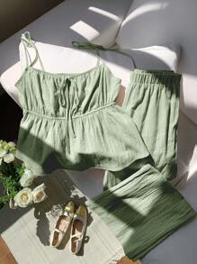 Comfortcana Trang phục hai mảnh dành cho phụ nữ mặc hàng ngày - Màu xanh Ô liu - Xem 8