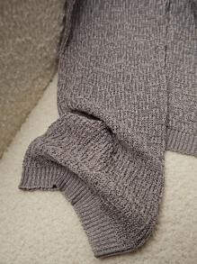 Franclia 女士休闲半透视V领开衫，春夏 - 深灰色 - 查看 5