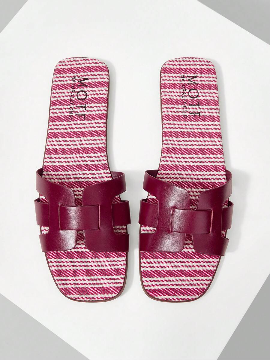 MOTF PREMIUM 方头编织平底凉鞋 - 紅色 - 查看 1