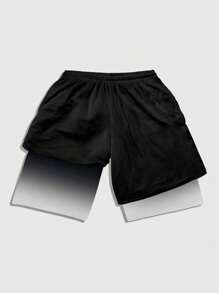 ROMWE MEN Batman X ROMWE Men's Summer Casual Bat & Letter Print Drawstring Waist Shorts - Multicolor - View 2