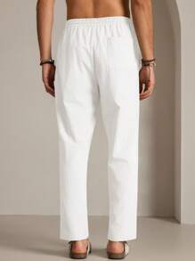 Manfinity VCAY Pantalon casual et professionnel pour homme, en couleur unie, tressé, style jeune et quotidien
