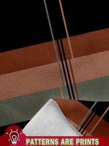 EMERY ROSE Striped Print Casual Minimalist Plus Size Sweatshirt Set, Suitable For Spring And Autumn - Multicolor - View 3