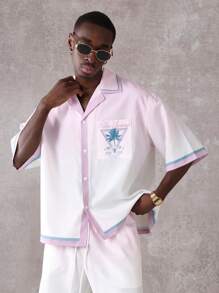 SUMWON Coordinato estivo vacanziero di Palm Springs, composto da camicia a maniche corte con bottoni e pantaloncini, in stile retrò, adatto per viaggiare, gite e attività fisiche