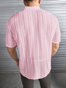 Manfinity VCAY Men Beach Solid Button Up Shirt - Dusty Pink - View 2