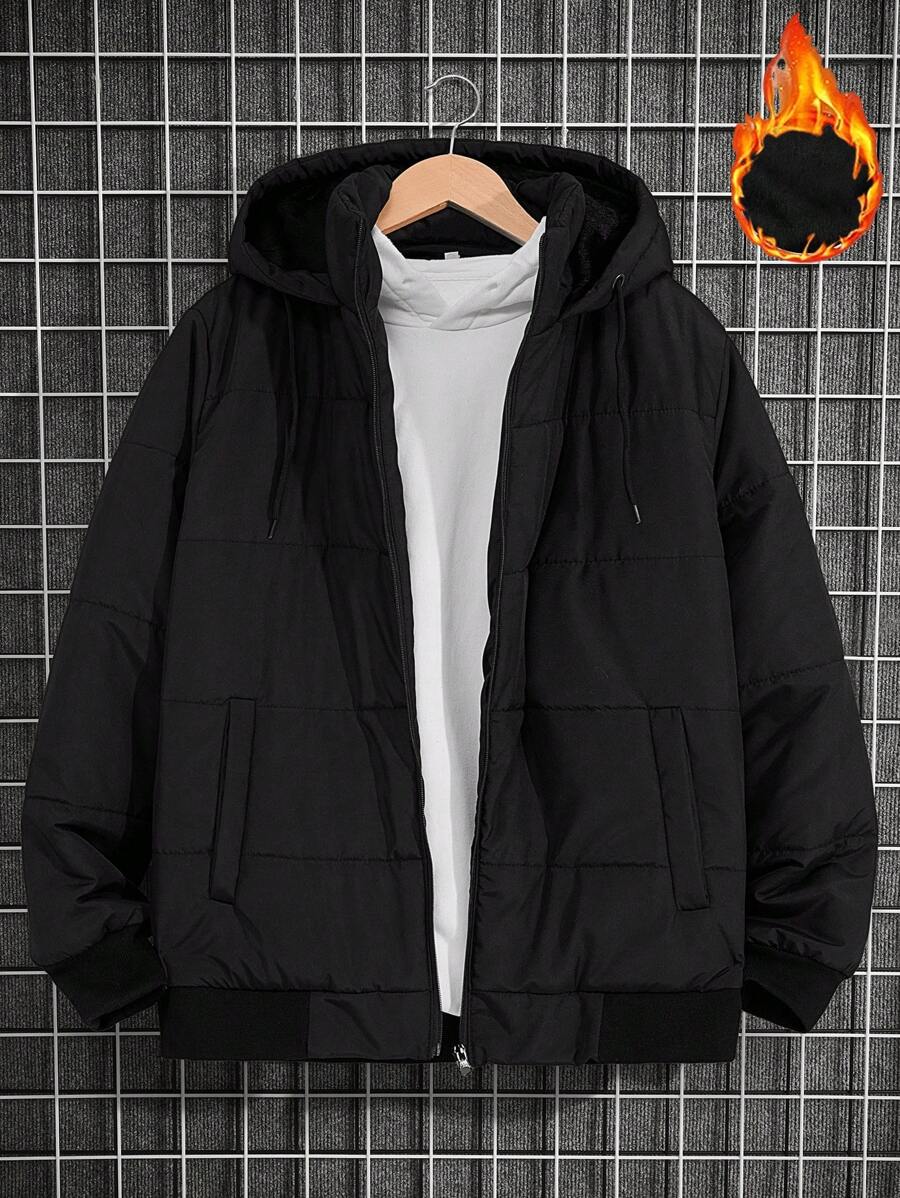 Áo khoác nam Polar Lining Warm AW Regular có mũ trùm đầu có đệm - màu đen - Xem 1