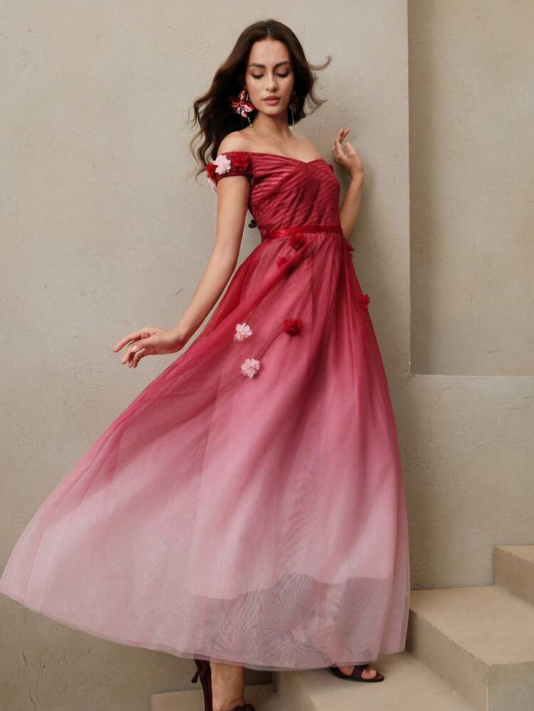 Abito da donna elegante con motivo a ombreggiatura in pizzo e rete, nuovo design 2025, vita arricciata, orlo lungo snellente, adatto per primavera, estate, occasioni eleganti, festival, vacanze
