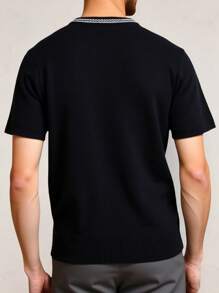 Manfinity Homme Men's Striped Crew Neck Short Sleeve Casual Knit Top  Vintage Shirt Men - Black - View 2