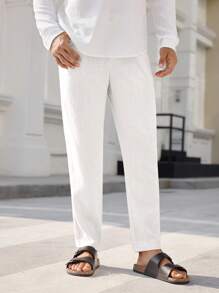 EASEVO Men Plus Comfortable Elastic Waist Pants With Pockets, Casual Wear, Fall