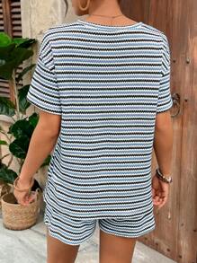 SHEIN Maternity Two Pieces Suits - Blue - View 2