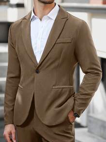 Manfinity Mode Einfarbige Jacke und Hose für Herren, modisches Sommeranzug-Set