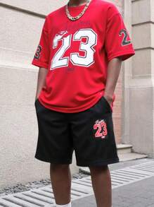 SHEIN Leap Crew 2 Packs Teen Boys' Casual Sports College Red Round Neck T-Shirt And Black Shorts Set With Letters And Numbers Combined Pattern Suitable For Teen Boy Outfits Toddler Boy Clothes Back To School Boys Set Suitable For Birthday Parties, Evening Parties, Performances, Weddings, Baptisms, Opening Ceremonies Daily Suitable For Daily Use Suitable For School Suitable For Travel Suitable For Sports Suitable For Spring And Summer Seasons