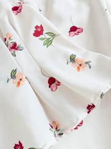 SHEIN 女童花卉印花无袖 A 字形衬衫和阔腿裤两件套优雅套装 - 杏色 - 查看 7