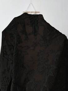 SHEIN Pregnant Women Square Neck Floral Lace Fitted Elegant Ruffle Trim Dress Maternity Dress - Black - View 7