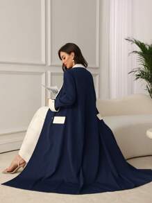 SHEIN Najma Ensemble cardigan ample à col large décontracté et simple, et débardeur rond unicolore, pour femmes, pudique
