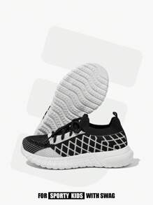 JNSQ 1 Pair Fashion Casual All-Match Versatile Comfortable Soft Bottom Breathable Lace-Up Sneakers, Suitable For All Seasons And Back To School - Black - View 1