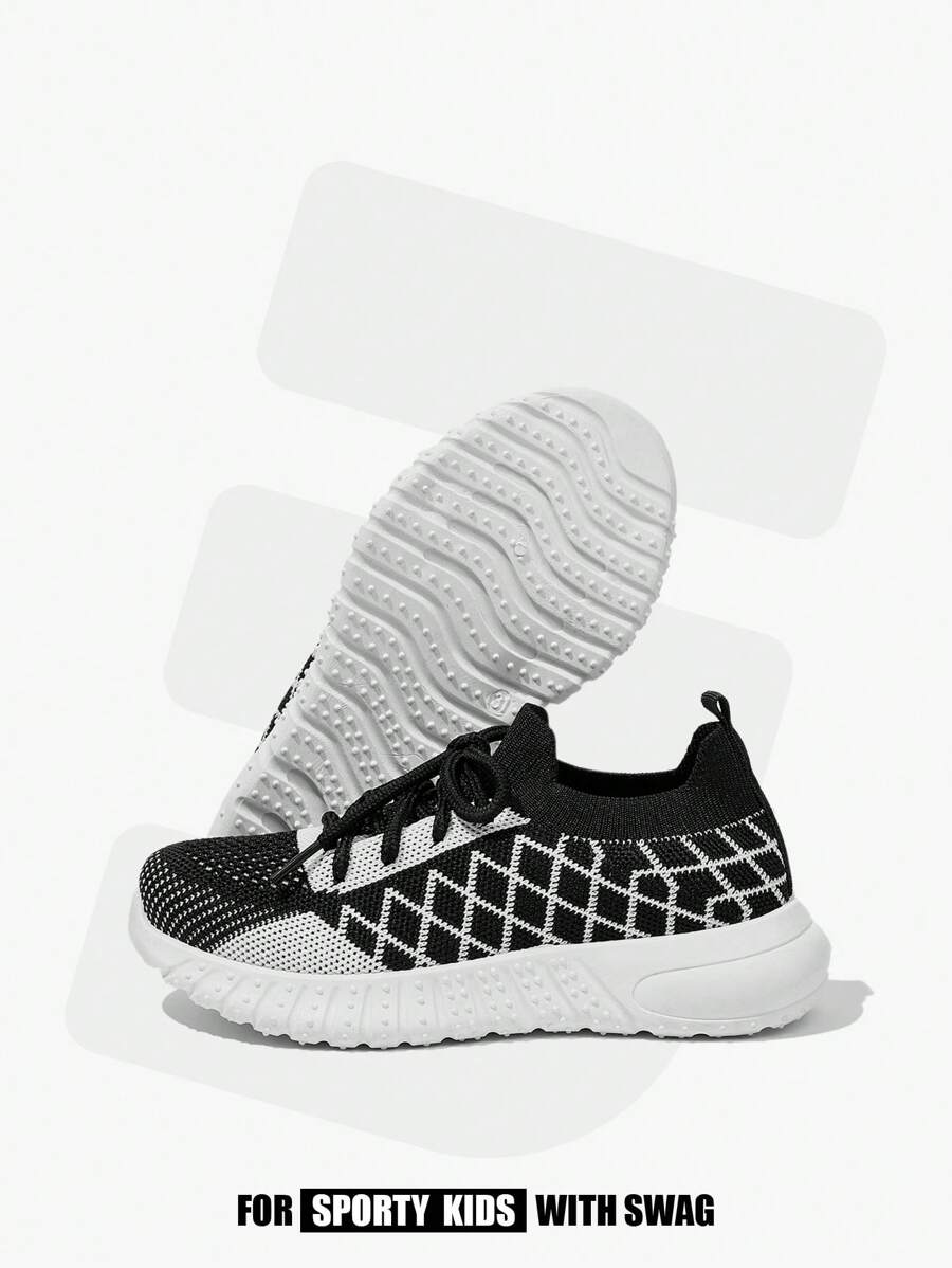 JNSQ 1 Pair Fashion Casual All-Match Versatile Comfortable Soft Bottom Breathable Lace-Up Sneakers, Suitable For All Seasons And Back To School - Black - View 1