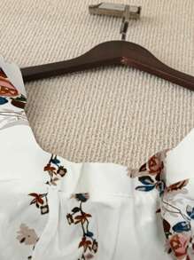 SHEIN Unity Plus Size Summer Elegant Floral Print Ruffle Hem Dress - Red and White - View 4