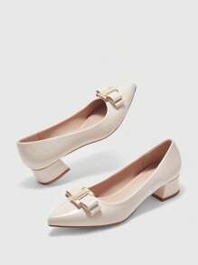 CUCCOO BIZCHIC Women's Basic Black Chunky Heel Backless Office Work High Heel Pumps For Christmas Spring Shoes - Beige - View 9