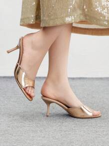 CUCCOO BIZCHIC Cuccoo Women's Versatile Simple High Heel Sandals - Champagne - View 2