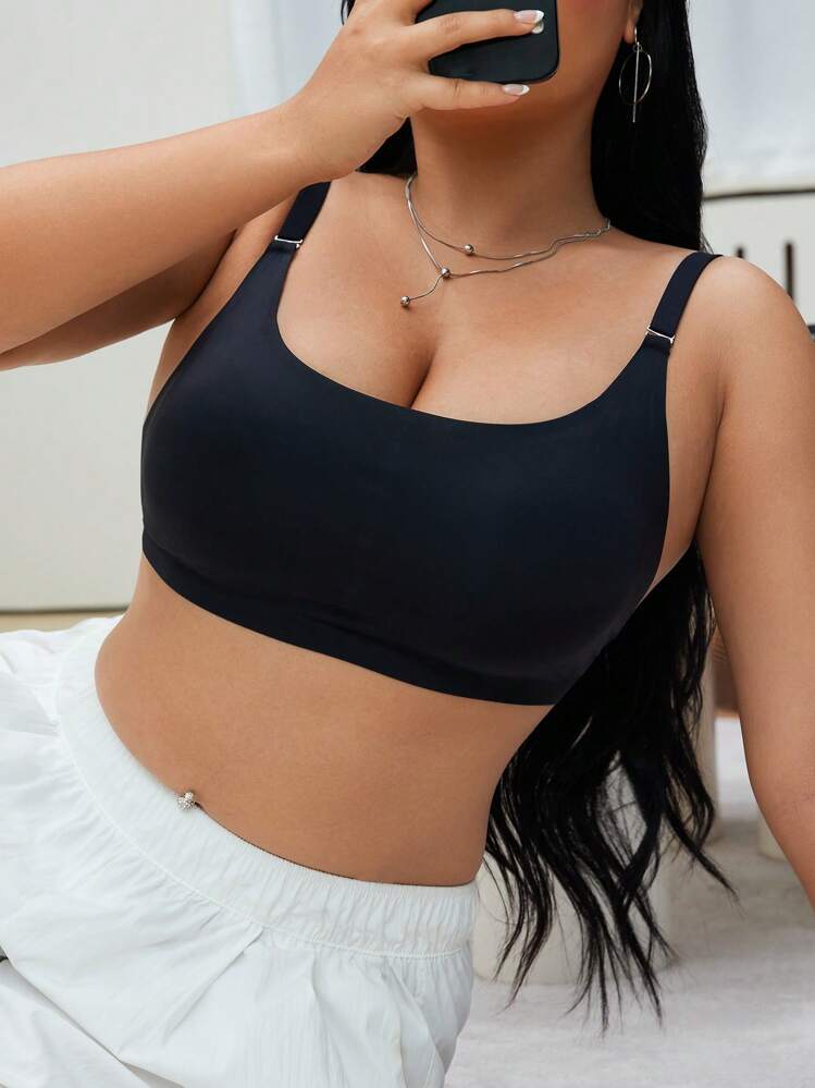 SHEIN Sujetador sin costuras con tiras cruzadas para mujer - Negro - Añade 4