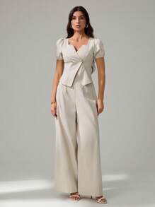 SHEIN Tall Women Two Pieces Outfits For Daily Wear - Apricot - View 5