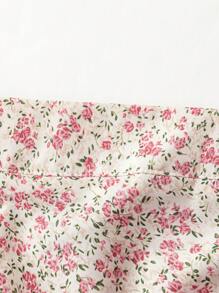 SHEIN MOOSTA Chân váy hoa nhí cỡ lớn, thích hợp cho mùa hè và mùa thu, dành cho phụ nữ. - Màu be - Xem 4