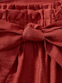 Calvaya 2 Stücke Damen Shorts in Übegrößen mit hoher Taille und Papiertütenraffung, Lässig Urlaubsshorts