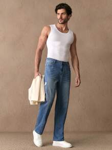 Manfinity NXTstreet 男士复古水洗美式牛仔哈伦慢跑裤，锥形腿休闲裤