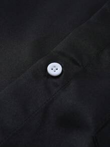 Manfinity Homme Men's Summer Casual Contrast Color Patchwork Short Sleeve Shirt - Black - View 5