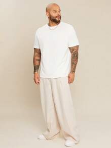 EASEVO Plus Size Men's Casual Loose Printed Woven Long Pants