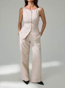 SHEIN Tall Women Two Pieces Outfits For Daily Wear - Apricot - View 6