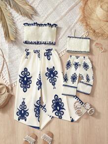 Travachic KIDS Babygirl 夏季可爱花卉印花吊带背心和裤子套装 - 彩色 - 查看 5