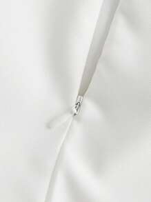 Firerie Women's White Woven Casual Shorts With Bowknot Detail And Zipper Closure - White - View 3