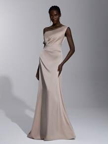 Elitara Elegant, Romantic, Sexy, Minimalist Khaki Satin Stretchy Spaghetti Strap Backless, Bodycon Dress, Fashion, Influencer, Holiday, Party, Birthday, Wedding, Bridesmaid