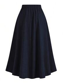 Rometta 大码女式 A 字型灰色中长款春季亚麻优雅休闲裙