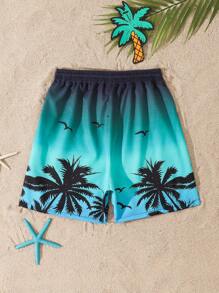 SHEIN Boys' Cute Printed Swimming Trunks, Beach & Pool Vacation Style Young Boys Clothing 4t Beach Clothes For Boys Beach Wear For Boys Beach Shorts For Boys Teen Boys Beach Clothes - Blue - View 3