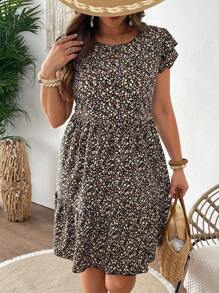 SHEIN VCAY Plus Size Short Sleeve Dress, Fashionable For Summer - Multicolor - View 6