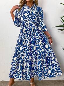 Weeklong Plus Size Women Elegant Fashion Artistic Casual Loose Printed Dress, Versatile, Suitable For Summer, Back To School, Graduation, Holidays, Valentine's Day, Music Festival, Mother's Day, Halloween, Thanksgiving, Easter, National Day, Formal Dance, Dating Party, Outdoor Activities