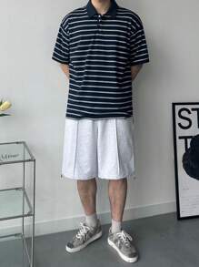 DAZY Set di polo a righe e pantaloncini da uomo a 2 pezzi, per l'estate - Multicolore - Visualizzare 5