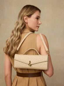 MOTF PREMIUM 方形顶部提手搭扣包 - 米色 - 查看 5